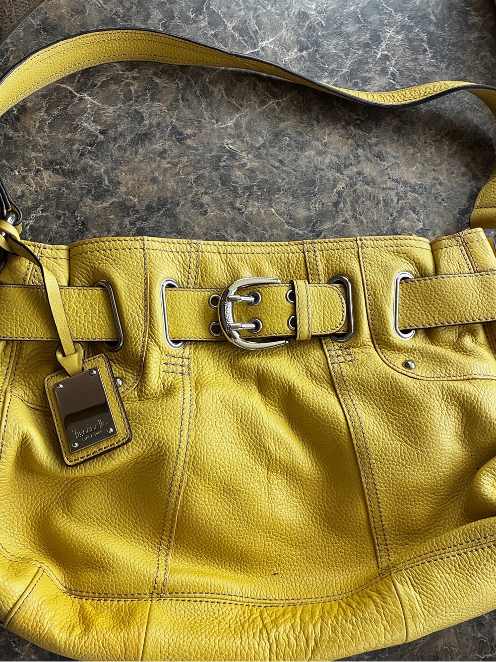 Tignanello Mustard Leather Shoulder Bag